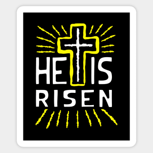 He is risen, with cross white text Sticker